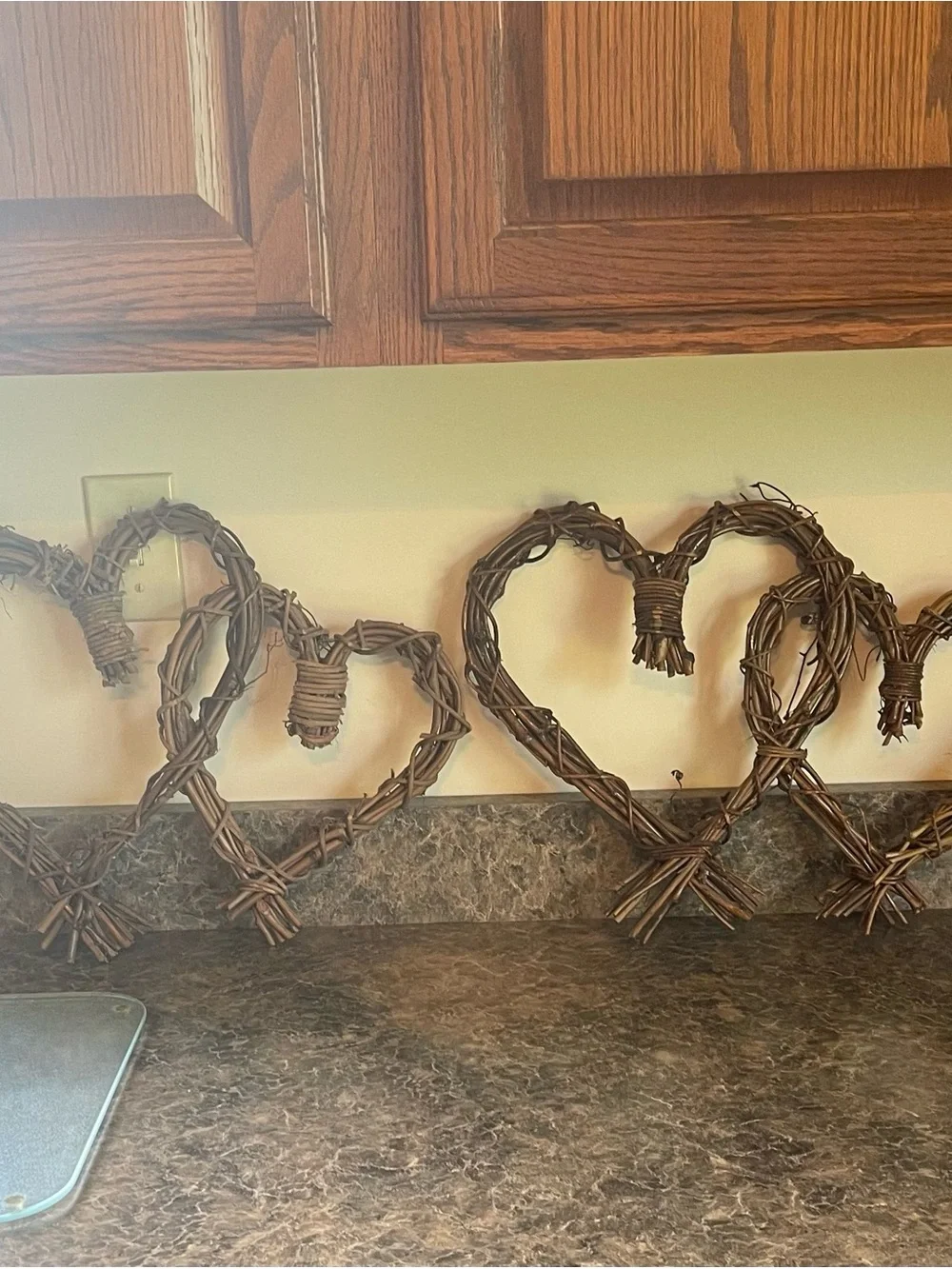 2 Vintage Grapevine Twig Heart Shaped Wall Hangings Primitive Rustic Country